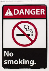 NMC - "Danger - No Smoking", 14" Long x 10" Wide, Pressure-Sensitive Vinyl Safety Sign - Rectangle, 0.004" Thick, Use for Accident Prevention - USA Tool & Supply