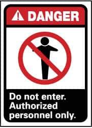 NMC - "Danger - Do Not Enter - Authorized Personnel Only", 10" Long x 7" Wide, Rigid Plastic Safety Sign - Rectangle, 0.05" Thick, Use for Security & Admittance - USA Tool & Supply