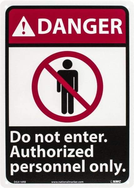 NMC - "Danger - Do Not Enter - Authorized Personnel Only", 14" Long x 10" Wide, Rigid Plastic Safety Sign - Rectangle, 0.05" Thick, Use for Security & Admittance - USA Tool & Supply