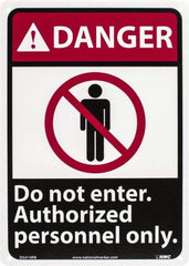 NMC - "Danger - Do Not Enter - Authorized Personnel Only", 14" Long x 10" Wide, Rigid Plastic Safety Sign - Rectangle, 0.05" Thick, Use for Security & Admittance - USA Tool & Supply