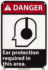 NMC - "Danger - Ear Protection Required in This Area", 10" Long x 7" Wide, Rigid Plastic Safety Sign - Rectangle, 0.05" Thick, Use for Accident Prevention - USA Tool & Supply