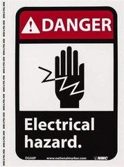 NMC - "Danger - Electrical Hazard", 10" Long x 7" Wide, Pressure-Sensitive Vinyl Safety Sign - Rectangle, 0.004" Thick, Use for Accident Prevention - USA Tool & Supply