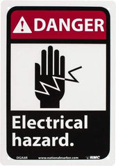 NMC - "Danger - Electrical Hazard", 10" Long x 7" Wide, Rigid Plastic Safety Sign - Rectangle, 0.05" Thick, Use for Accident Prevention - USA Tool & Supply