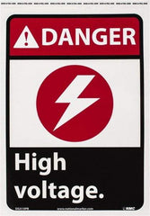 NMC - "Danger - High Voltage", 14" Long x 10" Wide, Pressure-Sensitive Vinyl Safety Sign - Rectangle, 0.004" Thick, Use for Accident Prevention - USA Tool & Supply