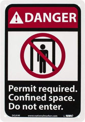 NMC - "Danger - Permit Required - Confined Space - Do Not Enter", 10" Long x 7" Wide, Rigid Plastic Safety Sign - Rectangle, 0.05" Thick, Use for Accident Prevention - USA Tool & Supply