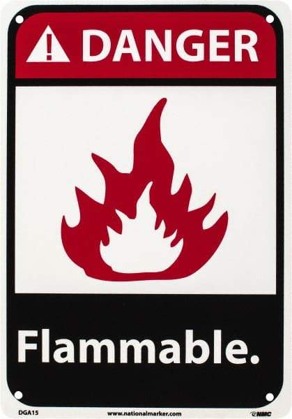 NMC - Danger - Flammable, Plastic Fire Sign - 7" Wide x 10" High - USA Tool & Supply