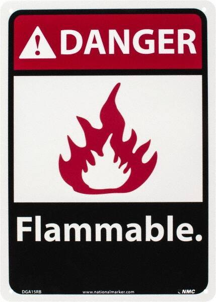 NMC - Danger - Flammable, Plastic Fire Sign - 10" Wide x 14" High - USA Tool & Supply