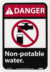 NMC - "Danger - Non-Potable Water", 10" Long x 7" Wide, Rigid Plastic Safety Sign - Rectangle, 0.05" Thick, Use for Restroom, Janitorial & Housekeeping - USA Tool & Supply