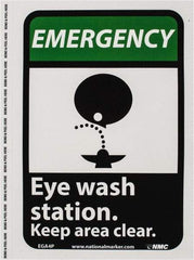 NMC - "Emergency - Eye Wash Station - Keep Area Clear", 10" Long x 7" Wide, Pressure-Sensitive Vinyl Safety Sign - Rectangle, 0.004" Thick, Use for First Aid - USA Tool & Supply