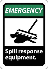 NMC - "Emergency - Spill Response Equipment", 10" Long x 7" Wide, Rigid Plastic Safety Sign - Rectangle, 0.05" Thick, Use for Accident Prevention - USA Tool & Supply