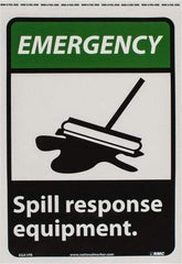 NMC - "Emergency - Spill Response Equipment", 14" Long x 10" Wide, Pressure-Sensitive Vinyl Safety Sign - Rectangle, 0.004" Thick, Use for Accident Prevention - USA Tool & Supply