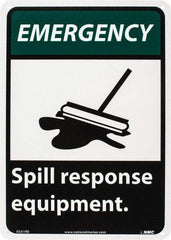 NMC - "Emergency - Spill Response Equipment", 14" Long x 10" Wide, Rigid Plastic Safety Sign - Rectangle, 0.05" Thick, Use for Accident Prevention - USA Tool & Supply