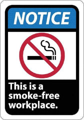 NMC - "Notice - This Is a Smoke-Free Workplace", 10" Long x 7" Wide, Rigid Plastic Safety Sign - Rectangle, 0.05" Thick, Use for Security & Admittance - USA Tool & Supply