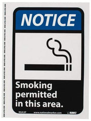 NMC - "Notice - Smoking Permitted in This Area", 10" Long x 7" Wide, Pressure-Sensitive Vinyl Safety Sign - Rectangle, 0.004" Thick, Use for Security & Admittance - USA Tool & Supply