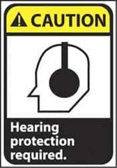 NMC - "Caution - Hearing Protection Required", 10" Long x 7" Wide, Rigid Plastic Safety Sign - Rectangle, 0.05" Thick, Use for Accident Prevention - USA Tool & Supply