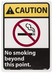 NMC - "Caution - No Smoking Beyond This Point", 14" Long x 10" Wide, Rigid Plastic Safety Sign - Rectangle, 0.05" Thick, Use for Accident Prevention - USA Tool & Supply