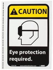 NMC - "Caution - Eye Protection Required", 10" Long x 7" Wide, Pressure-Sensitive Vinyl Safety Sign - Rectangle, 0.004" Thick, Use for Accident Prevention - USA Tool & Supply