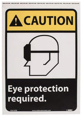 NMC - "Caution - Eye Protection Required", 14" Long x 10" Wide, Pressure-Sensitive Vinyl Safety Sign - Rectangle, 0.004" Thick, Use for Accident Prevention - USA Tool & Supply