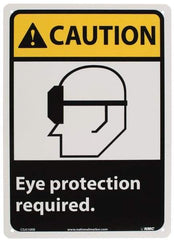 NMC - "Caution - Eye Protection Required", 14" Long x 10" Wide, Rigid Plastic Safety Sign - Rectangle, 0.05" Thick, Use for Accident Prevention - USA Tool & Supply