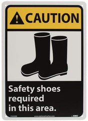 NMC - "Caution - Safety Shoes Required in This Area", 14" Long x 10" Wide, Rigid Plastic Safety Sign - Rectangle, 0.05" Thick, Use for Accident Prevention - USA Tool & Supply