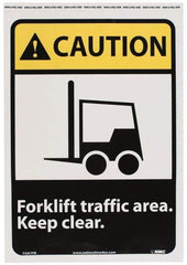 NMC - "Caution - Forklift Traffic Area - Keep Clear", 14" Long x 10" Wide, Pressure-Sensitive Vinyl Safety Sign - Rectangle, 0.004" Thick, Use for Accident Prevention - USA Tool & Supply