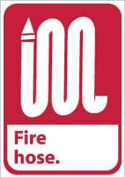 NMC - Fire Hose, Pressure Sensitive Vinyl Fire Sign - 10" Wide x 14" High - USA Tool & Supply