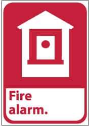 NMC - Fire Alarm, Pressure Sensitive Vinyl Fire Sign - 10" Wide x 14" High - USA Tool & Supply