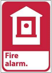 NMC - Fire Alarm, Pressure Sensitive Vinyl Fire Sign - 7" Wide x 10" High - USA Tool & Supply