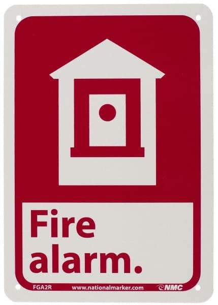 NMC - Fire Alarm, Plastic Fire Sign - 7" Wide x 10" High - USA Tool & Supply