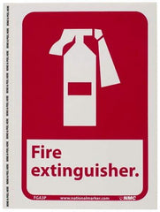 NMC - Fire Extinguisher, Pressure Sensitive Vinyl Fire Sign - 7" Wide x 10" High - USA Tool & Supply