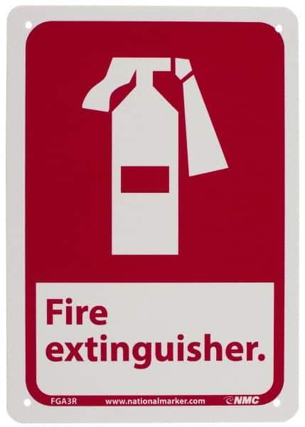 NMC - Fire Extinguisher, Plastic Fire Sign - 7" Wide x 10" High - USA Tool & Supply