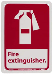 NMC - Fire Extinguisher, Plastic Fire Sign - 7" Wide x 10" High - USA Tool & Supply