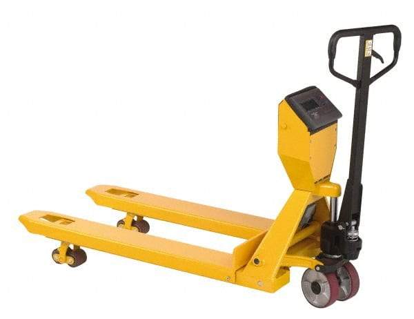 Wesco Industrial Products - 5,000 Lb Capacity, 8" Lift Scale Pallet Truck - 2.9" Min Lift Height, 47-1/2" Fork Length x 22" Fork Width, 22" Overall Width - USA Tool & Supply