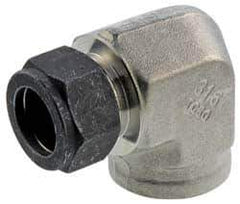 Parker - 1/8" OD, Stainless Steel Female Elbow - 9/16" Hex, Comp x FNPT Ends - USA Tool & Supply