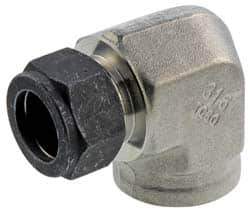 Parker - 3/8" OD, Stainless Steel Female Elbow - 1-1/16" Hex, Comp x FNPT Ends - USA Tool & Supply