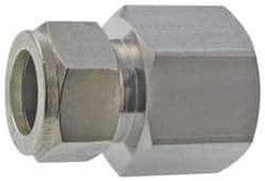 Parker - 1/2" OD, Stainless Steel Female Connector - -425 to 1,200°F, 1-1/4" Hex, Comp x FNPT Ends - USA Tool & Supply