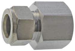 Parker - 3/8" OD, Stainless Steel Female Connector - -425 to 1,200°F, 1-1/4" Hex, Comp x FNPT Ends - USA Tool & Supply