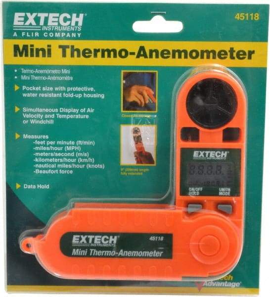 Extech - 0.5 to 28 m/Sec Air Anemometer - 122°F Max - USA Tool & Supply