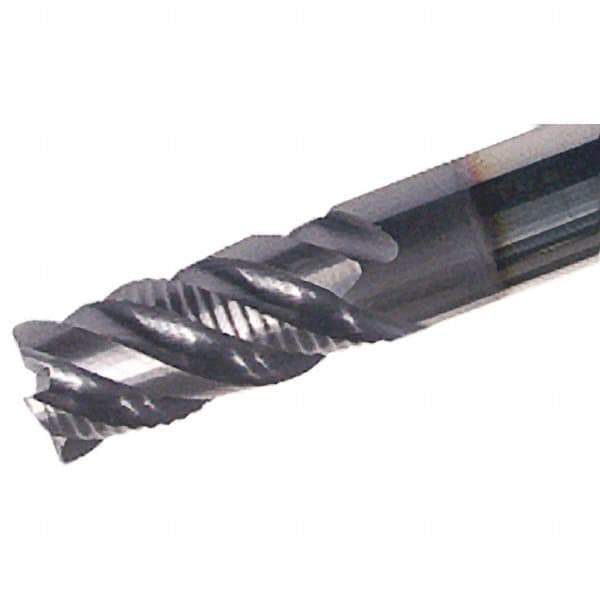 Iscar - 4 Flute Solid Carbide Roughing & Finishing Corner Chamfer End Mill - TiAlN Finish, Straight Shank, 45° Helix, Non-Centercutting, Regular Length - USA Tool & Supply