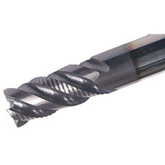 Iscar - 4 Flute Solid Carbide Roughing & Finishing Corner Chamfer End Mill - TiAlN Finish, Straight Shank, 45° Helix, Non-Centercutting, Regular Length - USA Tool & Supply