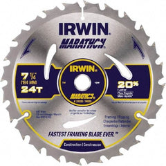 Irwin - 6-1/2" Diam, 5/8" Arbor Hole Diam, 18 Tooth Wet & Dry Cut Saw Blade - Carbide-Tipped, Framing & Ripping Action, Standard Round Arbor - USA Tool & Supply