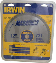 Irwin - 12" Diam, 1" Arbor Hole Diam, 72 Tooth Wet & Dry Cut Saw Blade - Carbide-Tipped, Finishing & Trimming Action, Standard Round Arbor - USA Tool & Supply