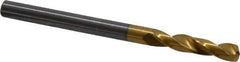 Guhring - 5/32" 140° Spiral Flute Solid Carbide Screw Machine Drill Bit - TiN Finish, Right Hand Cut, 22mm Flute Length, 55mm OAL, SU Point, Straight Shank - USA Tool & Supply
