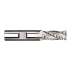 SGS - 8mm Diam, 19mm LOC, 3 Flute Solid Carbide 1.14mm Corner Radius Roughing End Mill - TiCN Finish, 63mm OAL, 8mm Shank Diam, Single End, Centercutting, 30° Helix - USA Tool & Supply