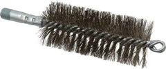 Schaefer Brush - 4-1/2" Brush Length, 2" Diam, Double Stem, Double Spiral Tube Brush - 7-1/4" Long, Stainless Steel, 1/4" NPSM Male Connection - USA Tool & Supply