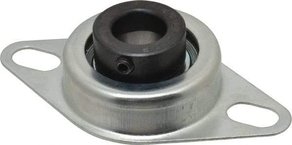 Value Collection - 3/4" ID, 1.2205" OAL x 4-1/2" OAH 2-Bolt Flange - 1,650 Lb Static Cap, 2,830 Lb Dyn Cap, 3-3/8" Btw Mnt Hole Ctrs, Stamped Steel Rubber Mount - USA Tool & Supply