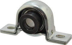 Value Collection - 3/4" ID, 4-1/4" OAL x 2-7/32" OAH Pillow Block - 1,650 Lb Static Cap, 2,830 Lb Dyn Cap, 3.3906" Btw Mnt Hole Ctrs, 1-1/8" Base-to-Ctr Ht, Stamped Steel Rubber Mount - USA Tool & Supply