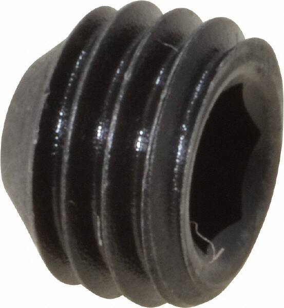 Value Collection - 1/4-28 UNF, 3/16" OAL, Cup Point Set Screw - Grade 8 Alloy Steel, 1/8" Key - USA Tool & Supply