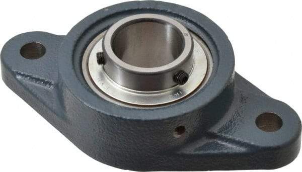 Value Collection - 1-3/16" ID, 3-5/32" OAW x 5-13/16" OAL x 3-5/32" OAH 2-Bolt High Temperature Flange Bearing - 2,500 Lb Static Cap, 4,300 Lb Dyn Cap, 4.594" Btw Mnt Hole Ctrs, 45/64" Base-to-Ctr Ht, Cast Iron - USA Tool & Supply