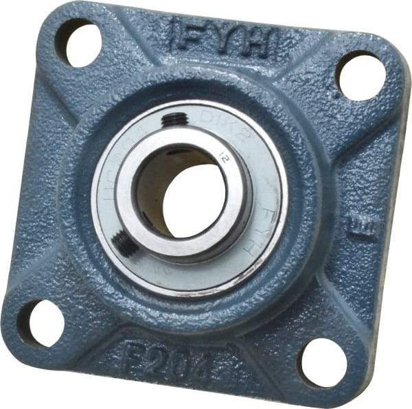 Value Collection - 3/4" ID, 3-3/8" OAW x 3-3/8" OAL x 3-3/8" OAH 4-Bolt High Temperature Flange Bearing - 1,650 Lb Static Cap, 2,830 Lb Dyn Cap, 2-1/2" Btw Mnt Hole Ctrs, 19/32" Base-to-Ctr Ht, Cast Iron - USA Tool & Supply
